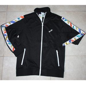 Sports suit with shiny satin inserts